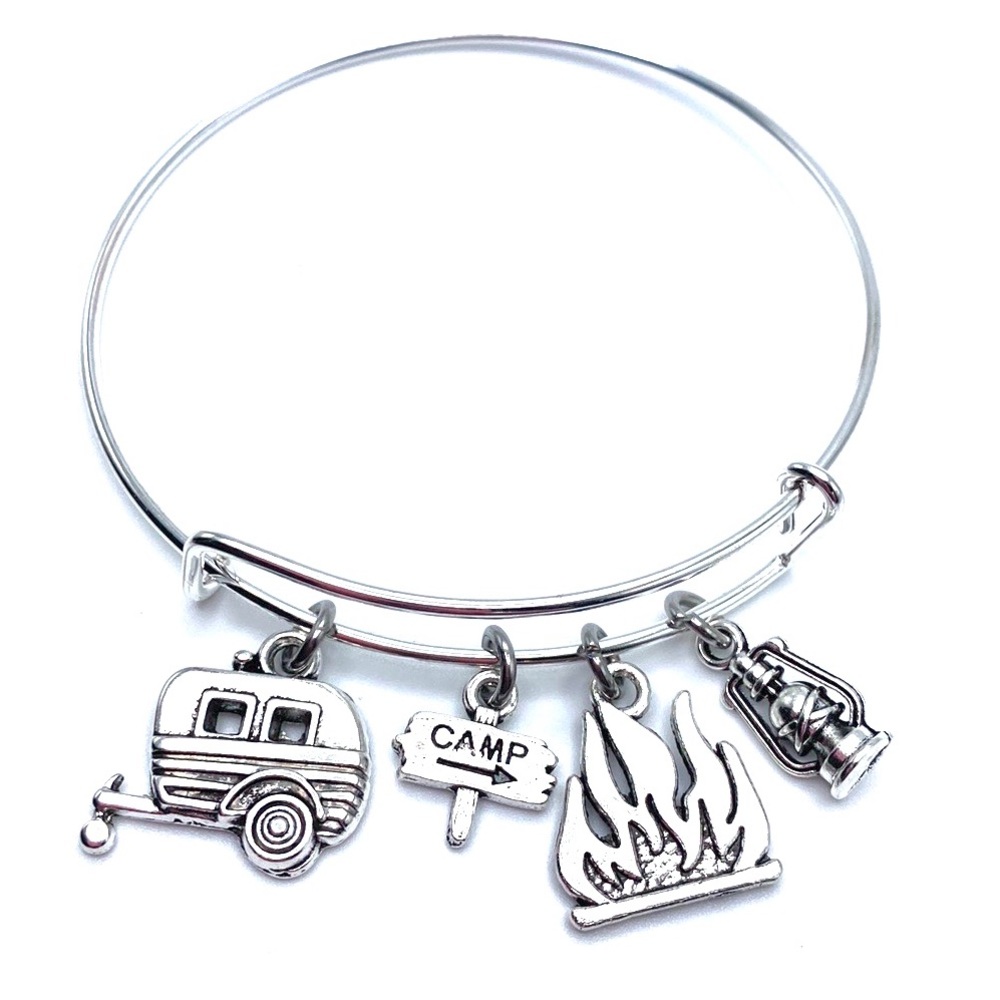 Camp Bracelet Bangle Camping Charms RV May Be Personalized